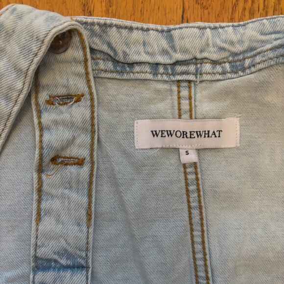 WeWoreWhat Slit Indigo Overall Short, Super Light Wash - NWT, Size S - Picture 12 of 16